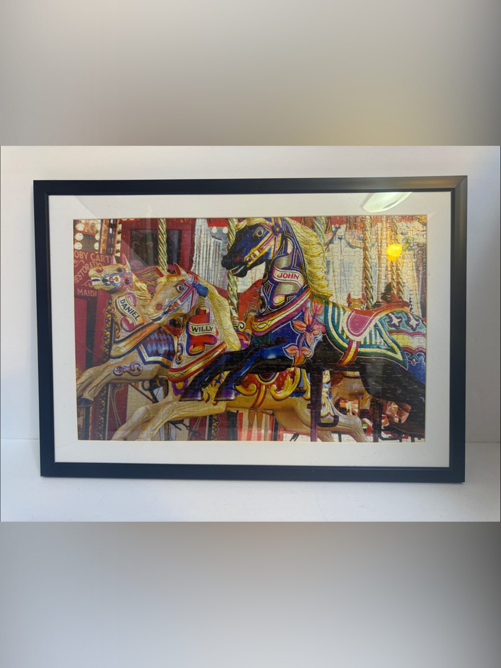 Framed Puzzle Carousel Horse Wall Art - Multicolor